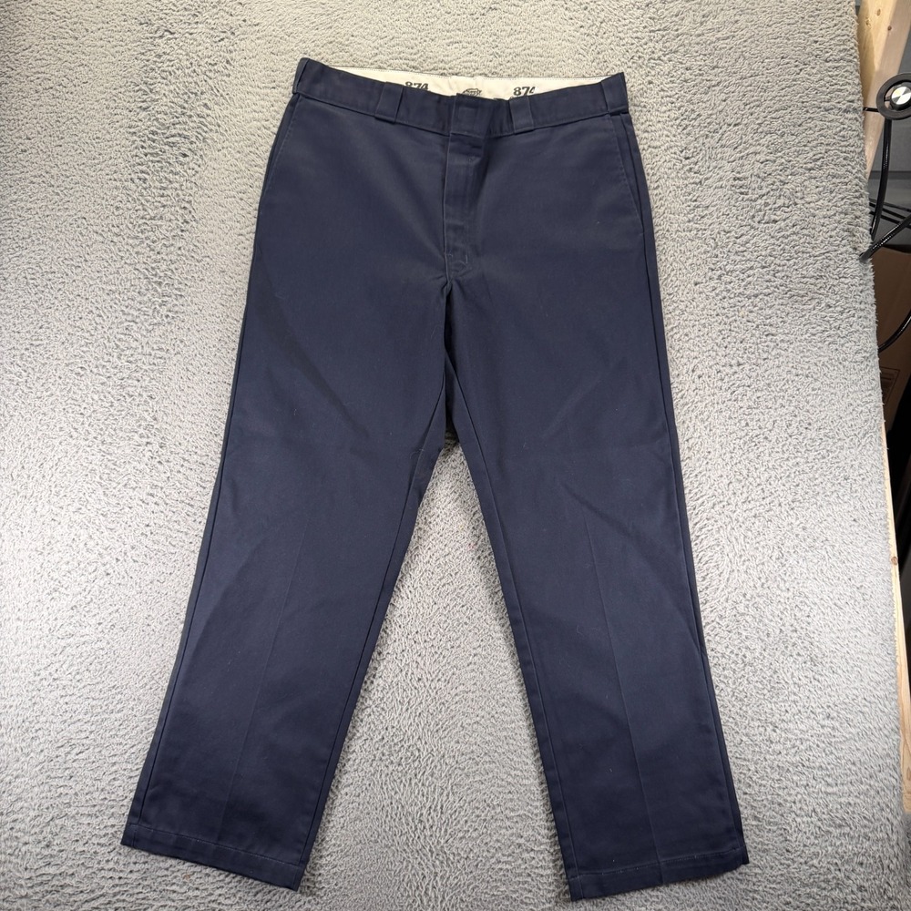 Dickies‎ 874 Pant Mens 38x31 Blue Polyester Khakis Straight Leg Workwear Utility